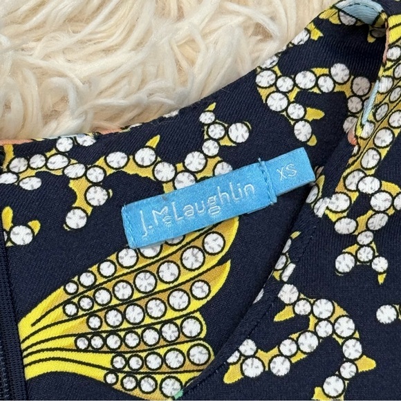 J. MCLAUGHLIN FISH NOVELTY PRINT CATALINA CLOTH DRESS BODYCON SZ XS 3/4 SLEEVE - Picture 6 of 9